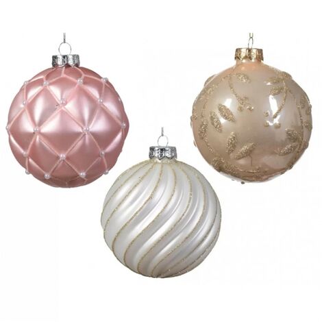 SFERA VETRO CON DECORI ASSORT. 10 CM Colore Rosa mix