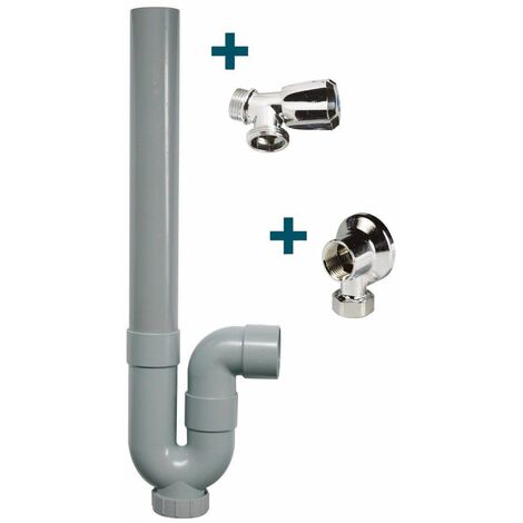 Sferaco – Kit machine à laver avec applique et siphon – Robinet standard chromé Ø 1/2' – Joints NBR pour étanchéité durable
