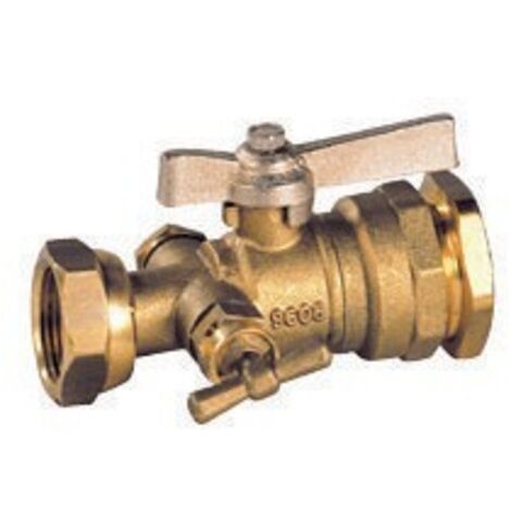 Sferaco – Robinet de compteur avec purgeur 20x27 – Vanne à sphère en laiton – Écrou tournant pour installation facile – Compatible réseaux d’eau potable