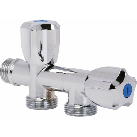 Sferaco – Robinet de machine à laver double sortie laiton – Filetage 1/2' et 3/4' – Ouverture progressive – Compatible réseaux d’eau potable