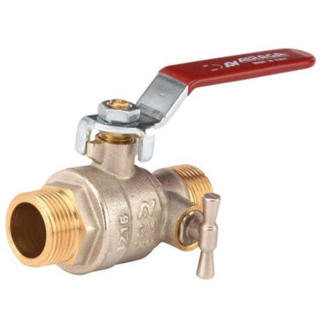 Sferaco – Robinet équerre d'arrêt laiton M-M 20x27 à purge – Passage réduit – Poignée aluminium rouge – Certifié NF pour réseaux d'eau