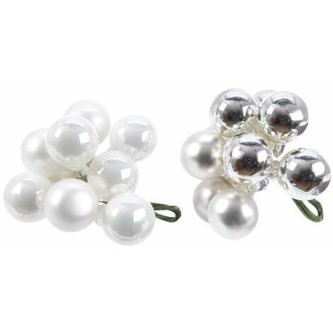 Sfere chiudi pacco bianco e argento in bouquet