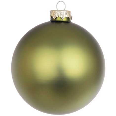 Sfere per albero di Natale in vetro, color Verde Mirto opaco, confezione da 6 palline, Ø 100 mm -Singola