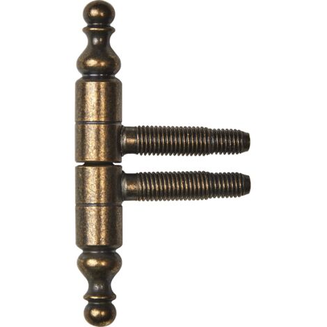 SFS Einbohrband mit Zierkopf Türband 3-Gewindebolzen ø 13mm Messing patiniert