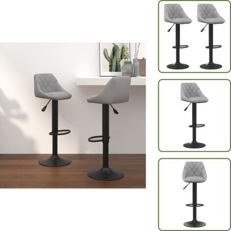 Sgabelli a 360 gradi - vidaXL Sgabelli da Bar 2 pz Grigio Chiaro in Velluto - Sgabelli con poggiapiedi
