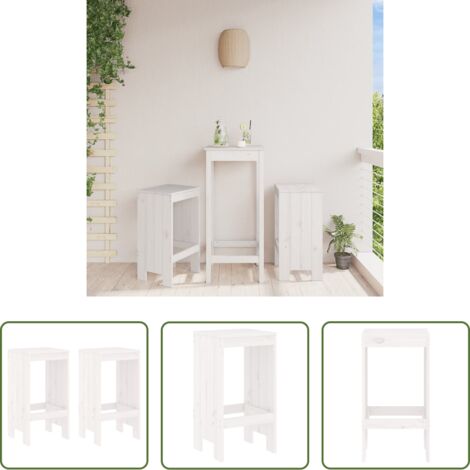 Sgabelli da balcone - Sgabelli da Bar 2 pz Bianchi 40x36x75 cm Legno Massello di Pino