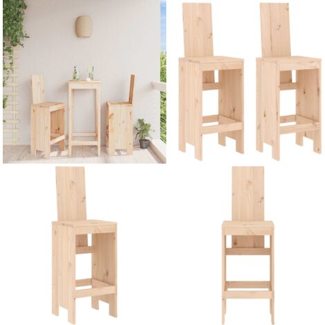 Sgabelli da Bar 2 pz 40x42x120 cm in Legno Massello di Pino - Sgabelli da bar esterni - Sgabelli da bar in pino
