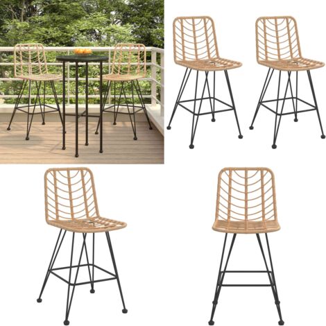 Sgabelli da Bar 2 pz 45x56x103,5 cm Rattan PE e Acciaio - Sgabelli da giardino - Sgabelli da balcone