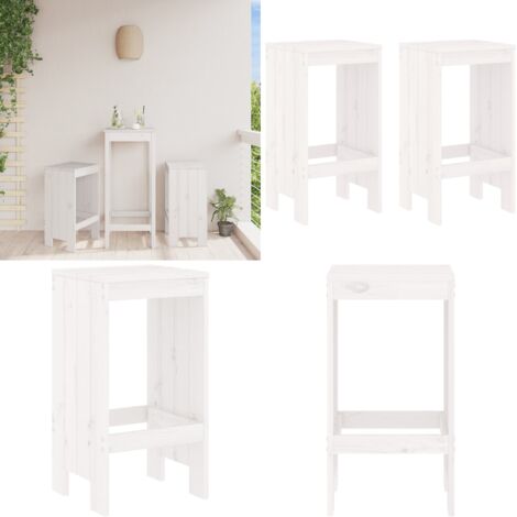 Sgabelli da Bar 2 pz Bianchi 40x36x75 cm Legno Massello di Pino - Sgabelli da esterno - Sgabelli in legno massello