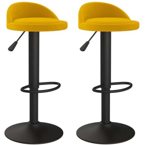 Sgabelli da Bar 2 pz Gialli in Velluto vidaXL 885630