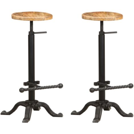 Sgabelli da bar design regolabili nero e legno scuro (set di 2) VASCO -  Miliboo