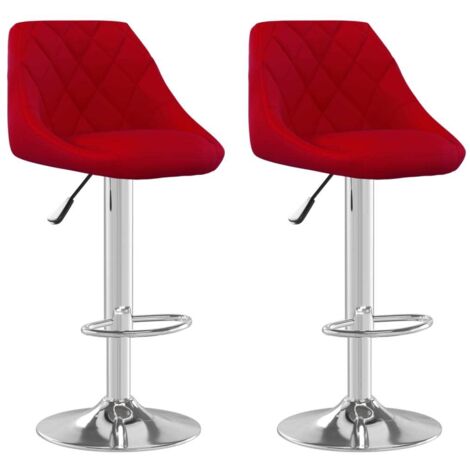 Sgabelli da Bar 2 pz Rosso Vino in Velluto vidaXL 271402