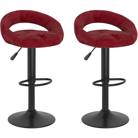 Sgabelli da Bar 2 pz Rosso Vino in Velluto vidaXL