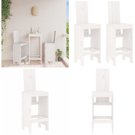 Sgabelli da Bar 2pz Bianchi 40x42x120 cm Legno Massello Pino - Sgabelli da bar esterni - Sgabelli da bar in pino