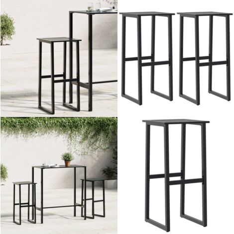 Sgabelli da Bar 2pz Neri 38x38x80 cm Acciaio Verniciato Polvere - Sedie da giardino - Sedie da patio