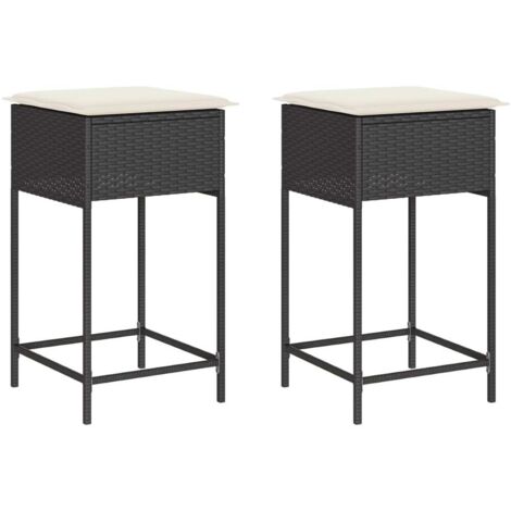 Sgabelli da Bar con Cuscini 2 pz Neri in Polyrattan vidaXL
