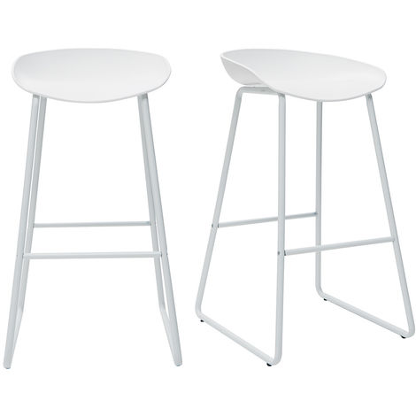 MILIBOO Sgabelli da bar design bianchi con piedi in metallo (set di 2) PEBBLE