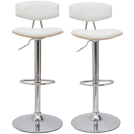 MILIBOO Sgabelli da bar design regolabili bianco e legno chiaro (set di 2) VASCO