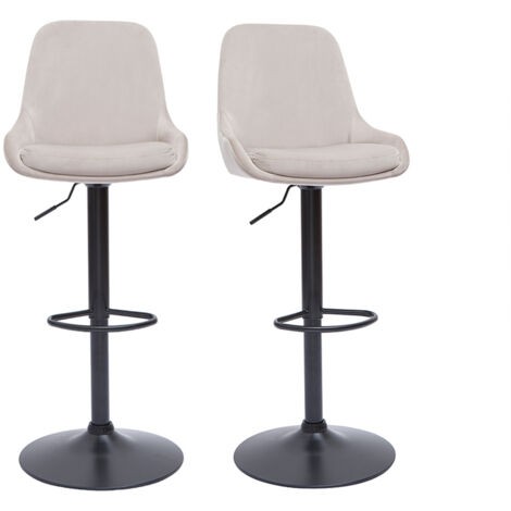 Sgabelli da bar design regolabili in tessuto velluto color talpa e metallo nero 360° (set di 2) HOLO