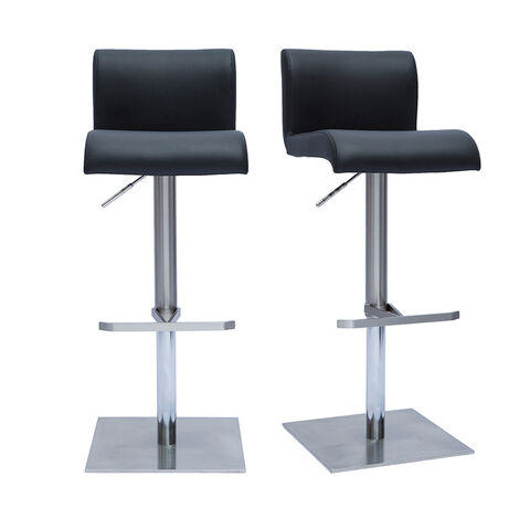 Sgabelli da bar design regolabili nero e acciaio inox spazzolato (set di 2) SHEINA