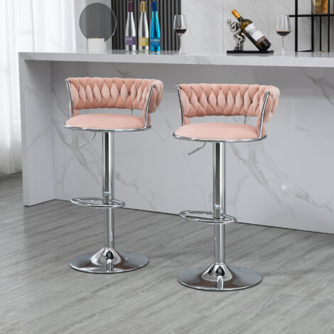 Sgabelli da bar girevoli Set di 2 sedie regolabili in altezza con poggiapiedi per cucina sala da pranzo 2 pezzi/set Rosa OKWISH