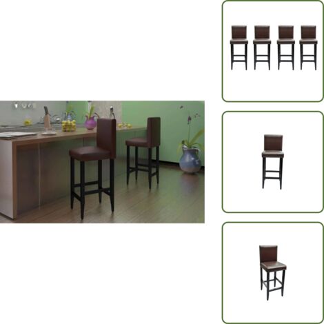 Sgabelli da bar marrone scuro - vidaXL Sgabelli da Bar 4 pz Marrone Scuro in Similpelle -