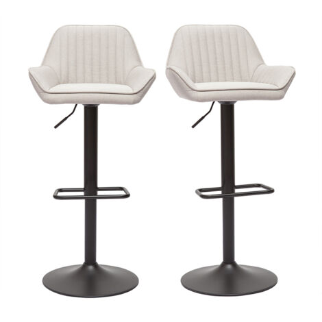 Sgabelli da bar regolabili in tessuto beige e metallo nero (set di 2) RONNIE