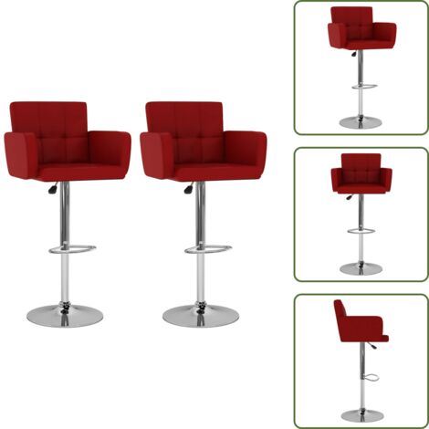 Sgabelli da bar regolabili - vidaXL Sgabelli da Bar 2 pz Rosso Vino in Similpelle - Sgabelli da bar con bracciolo