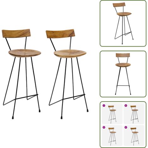 Sgabelli da bar rustici - vidaXL Sgabelli da Bar 2 pz in Legno Massello di Teak -