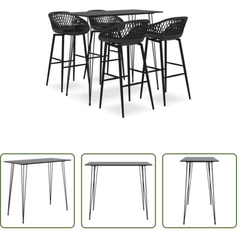 Sgabelli da bar -  Set da Bar 5 pz Nero