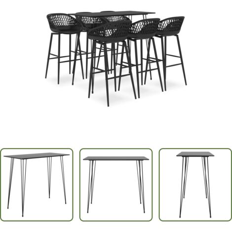 Sgabelli da bar -  Set da Bar 7 pz Nero