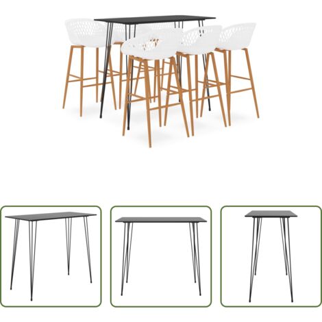 Sgabelli da bar -  Set da Bar 7 pz Nero e Bianco