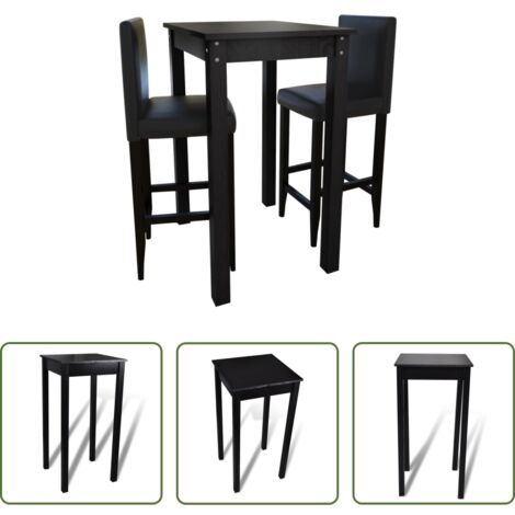 Sgabelli da bar -  Set Tavolino da Bar con 2 Sgabelli Neri