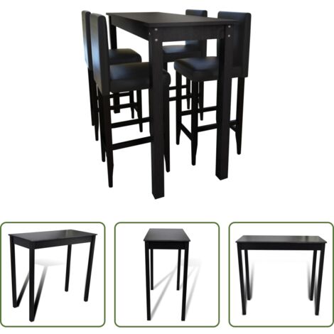 Sgabelli da bar -  Set Tavolino da Bar con 4 Sgabelli Neri