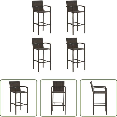 Sgabelli da bar -  Sgabelli da Bar 4 pz Marroni in Polyrattan