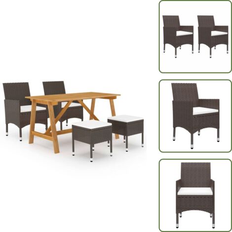 Sgabelli da esterno - vidaXL Set Mobili da Pranzo per Giardino 5 pz Marrone - Tavolo in legno