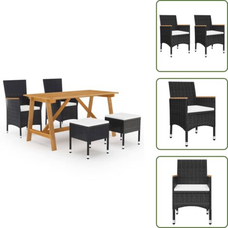 Sgabelli da esterno - vidaXL Set Mobili da Pranzo per Giardino 5 pz Nero - Tavolo in legno