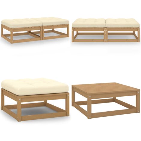 Sgabelli da Giardino con Cuscini 2 pz Legno Massello di Pino - Sedile da giardino - Cuscini da giardino