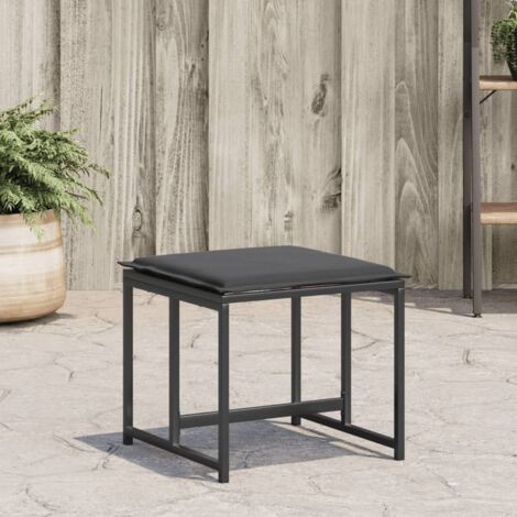 Sgabelli da Giardino con Cuscini 4 pz Neri Acciaio e Textilene vidaXL