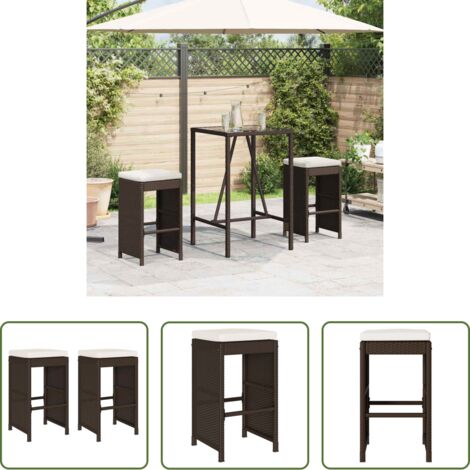 Sgabelli da giardino -  Sgabelli da Bar con Cuscini 2 pz Marroni in Polyrattan