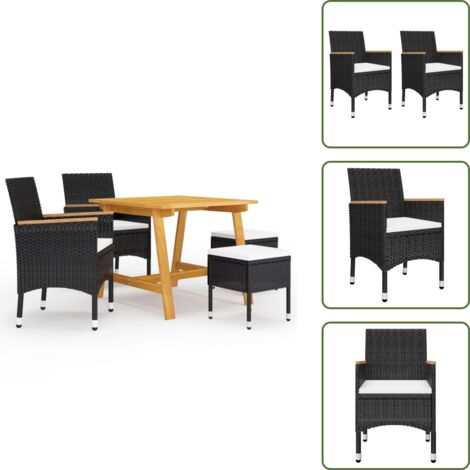 Sgabelli da giardino - vidaXL Set Mobili da Pranzo per Giardino 5 pz Nero - Cuscini per seduta