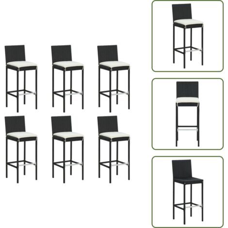 Sgabelli da interno - vidaXL Sgabelli da Bar con Cuscini 6 pz in Polyrattan Nero - Sgabelli con cuscino