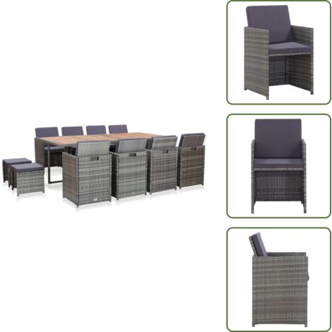 Sgabelli da pranzo - vidaXL Set da Pranzo da Giardino 13 pz Polyrattan e Acacia Antracite - Rattan antracite