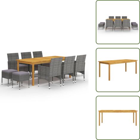 Sgabelli da pranzo - vidaXL Set Mobili da Pranzo per Giardino 11 pz Grigio - Cuscini da pranzo