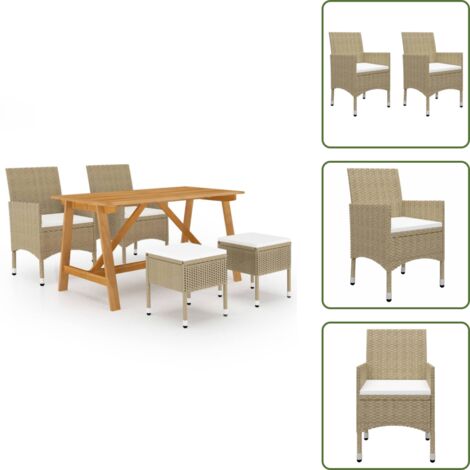 Sgabelli da pranzo - vidaXL Set Mobili da Pranzo per Giardino 5 pz Beige - Cuscini per seduta