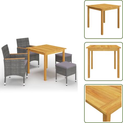 Sgabelli da pranzo - vidaXL Set Mobili da Pranzo per Giardino 5 pz Grigio - Cuscini per seduta