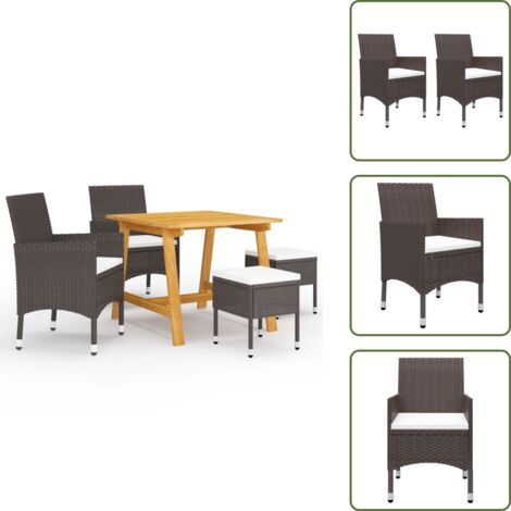Sgabelli da pranzo - vidaXL Set Mobili da Pranzo per Giardino 5 pz Marrone - Tavolo in legno