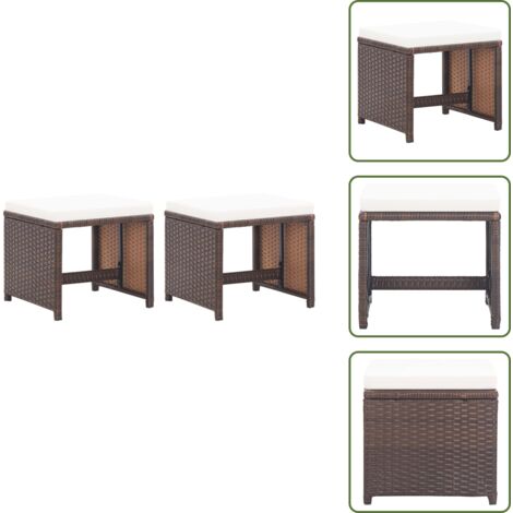 Sgabelli da terrazza - vidaXL Sgabelli da Giardino 2 pz con Cuscini in Polyrattan Marrone - Sgabelli da patio