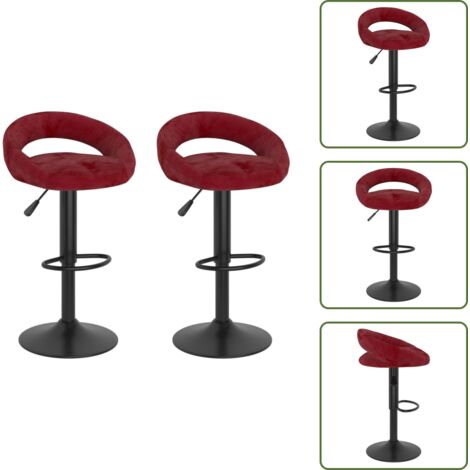 Sgabelli girevoli - vidaXL Sgabelli da Bar 2 pz Rosso Vino in Velluto - Sgabelli con poggiapiedi