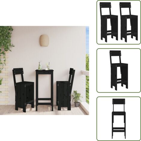 Sgabelli in legno massello - vidaXL Sgabelli da Bar 2pz Neri 40x48,5x115,5 cm Legno Massello Pino - Sgabelli in pino